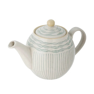 Theepot aardewerk groen Maple 900ml van Bloomingville, met materiaal en structuur van dichtbij zichtbaar