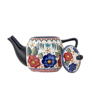 Theepot aardewerk rood Florist 900ml van Bloomingville, aan de achterzijde met afwerking zichtbaar
