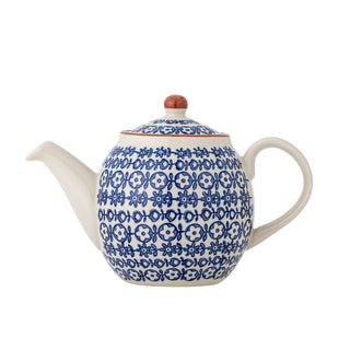 Theepot blauw aardewerk Karine Ø14×16 cm van Bloomingville, van bovenaf met vorm en indeling zichtbaar