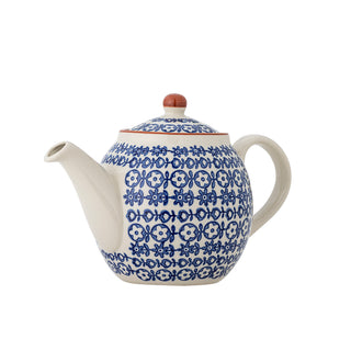Theepot blauw aardewerk Karine Ø14×16 cm van Bloomingville, duidelijk als hoofdfoto afgebeeld