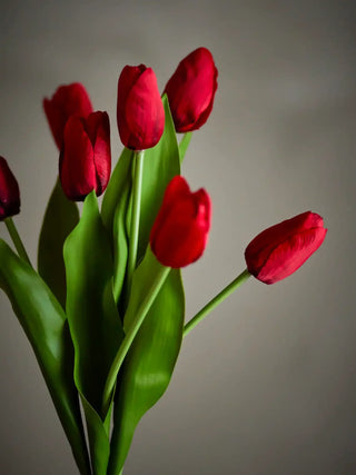 Tulpenboeket rood 35cm van Bloomingville, in een gestileerde detailopstelling
