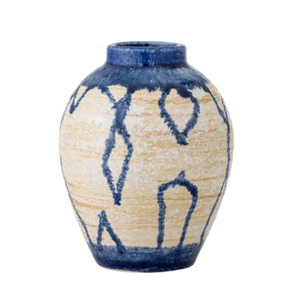 Vaas aardewerk blauw Avon 16cm van Bloomingville, duidelijk als hoofdfoto afgebeeld