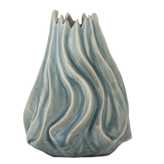 Vaas aardewerk blauw Dilara Ø17×18 cm van Bloomingville, duidelijk als hoofdfoto afgebeeld