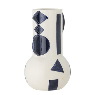 Vaas aardewerk blauw Graphica 24cm van Bloomingville, vanuit een aanvullend productaanzicht