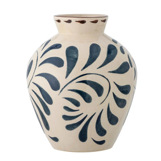 Vaas aardewerk blauw Heikki 24cm van Bloomingville, vanuit een aanvullend productaanzicht