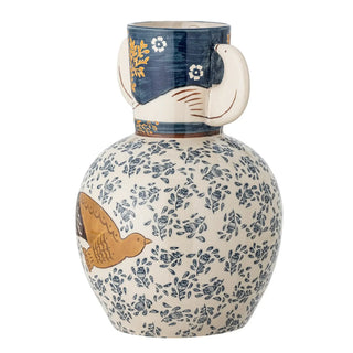 Vaas aardewerk blauw Hezha van Bloomingville, van bovenaf met vorm en indeling zichtbaar