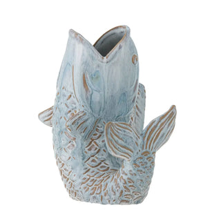 Vaas aardewerk blauw Hiro 21cm van Bloomingville, aan de achterzijde met afwerking zichtbaar