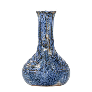 Vaas aardewerk blauw Kali 16cm van Bloomingville, aan de achterzijde met afwerking zichtbaar
