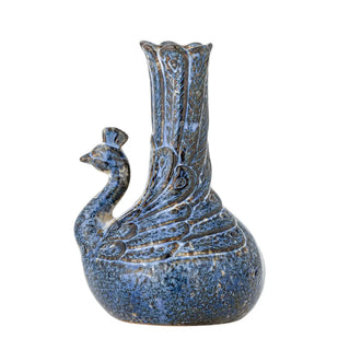 Vaas aardewerk blauw Kali 16cm van Bloomingville, van bovenaf met vorm en indeling zichtbaar