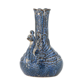Vaas aardewerk blauw Kali 16cm van Bloomingville, met materiaal en structuur van dichtbij zichtbaar