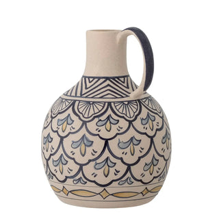 Vaas aardewerk blauw Nadya 27cm van Bloomingville, van bovenaf met vorm en indeling zichtbaar