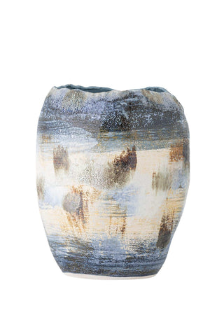 Vaas aardewerk blauw Nienna 31cm van Bloomingville, vanuit een aanvullend productaanzicht