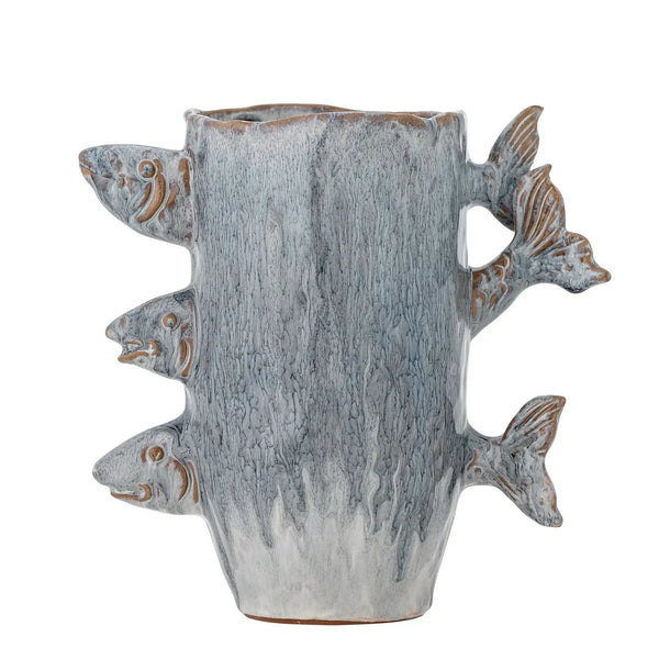 Vaas aardewerk blauw Tace 23cm van Bloomingville, duidelijk als hoofdfoto afgebeeld