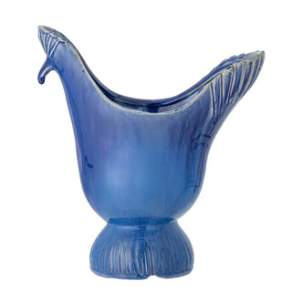 Vaas aardewerk blauw Wylie 26cm van Bloomingville, aan de achterzijde met afwerking zichtbaar