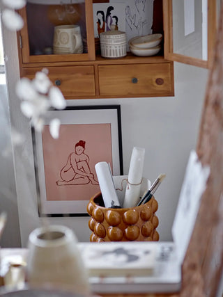 Vaas aardewerk bruin Jona 18cm van Bloomingville, aan de achterzijde met afwerking zichtbaar