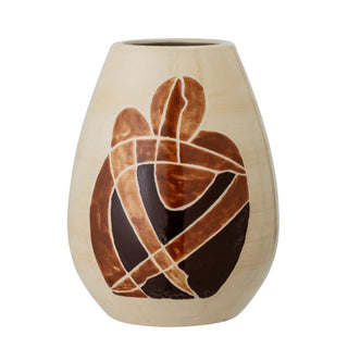Vaas aardewerk bruin Jona 18cm van Bloomingville, van bovenaf met vorm en indeling zichtbaar