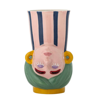 Vaas aardewerk roze Miss Jody 22cm van Bloomingville, van bovenaf met vorm en indeling zichtbaar