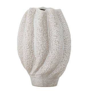 Vaas aardewerk wit Cove 28cm van Bloomingville, aan de achterzijde met afwerking zichtbaar