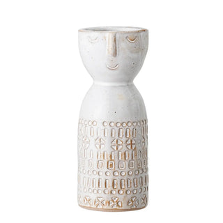 Vaas aardewerk wit Embla 14cm van Bloomingville, aan de achterzijde met afwerking zichtbaar
