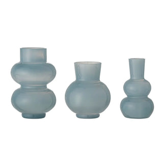 Vaas glas blauw Kinsie - set van 3 van Bloomingville, duidelijk als hoofdfoto afgebeeld