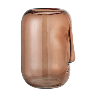 Vaas glas bruin Amida 25cm van Bloomingville, schuin bekeken met vorm en afwerking zichtbaar