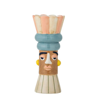 Vaas keramiek multi Minio 17cm van Bloomingville, met stof en structuur van dichtbij zichtbaar