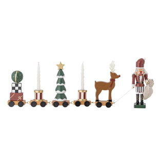 Vadim kerstdecoratie met trein, kerstboom, hert en notenkraker, 51 cm