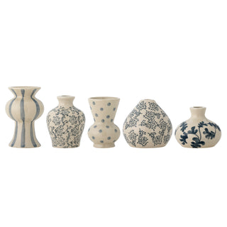 Vazenset aardewerk blauw Quinto - set van 5 van Bloomingville, duidelijk als hoofdfoto afgebeeld