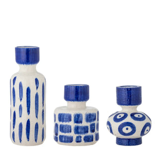 Vazenset aardewerk blauw Romane - set van 3 van Bloomingville, duidelijk als hoofdfoto afgebeeld
