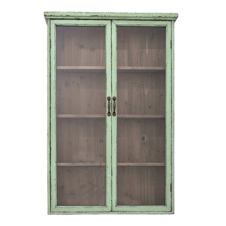 Vitrinekast vurenhout groen Hazem 122cm van Bloomingville, van opzij met verhoudingen en constructie zichtbaar
