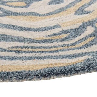 Vloerkleed wol bruin Tiger 120cm van Bloomingville, van dichtbij met materiaal en afwerking zichtbaar