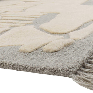 Vloerkleed wol grijs Napoli 140x200cm van Bloomingville, van dichtbij met materiaal en afwerking zichtbaar