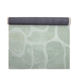 Vloerkleed wol groen Darlington 130x200cm van Bloomingville, van dichtbij met materiaal en afwerking zichtbaar