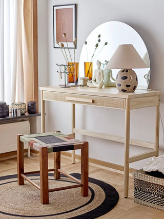 Vloerkleed zeegras nature Lune 120cm van Bloomingville, toegepast in een sfeervolle interieursetting