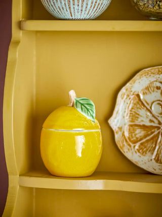 Voorraadpot aardewerk geel limone 9cm van Bloomingville, toegepast in een sfeervolle interieursetting