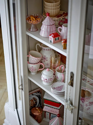 Voorraadpot aardewerk roze Shirly 16cm van Bloomingville, aan de achterzijde met afwerking zichtbaar