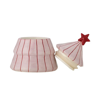 Voorraadpot aardewerk roze Shirly 16cm van Bloomingville, schuin bekeken met vorm en afwerking zichtbaar