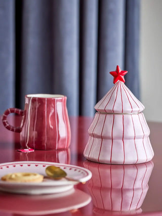 Voorraadpot aardewerk roze Shirly 16cm van Bloomingville, in een gestileerde detailopstelling