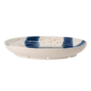 Wandbord aardewerk blauw Ozcar 30cm van Bloomingville, van bovenaf met vorm en indeling zichtbaar