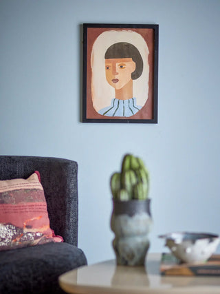 Wanddecoratie hout bruin Amanda 32x42cm van Bloomingville, toegepast in een sfeervolle interieursetting