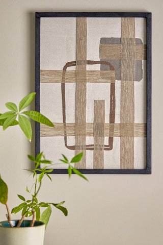 Wanddecoratie katoen bruin Bie 50x70cm van Bloomingville, toegepast in een sfeervolle interieursetting