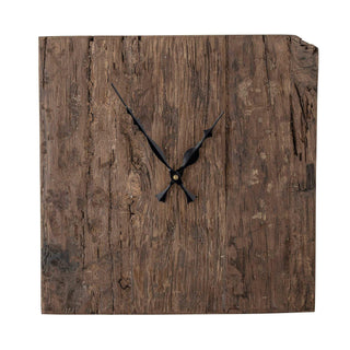 Wandklok hergebruikt hout bruin Sarai 30cm van Bloomingville, van dichtbij met materiaal en afwerking zichtbaar