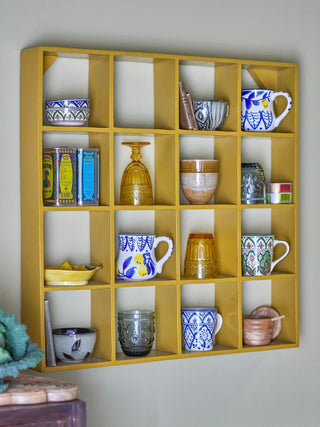 Wandrek gerecycled hout geel Bekka 70cm van Bloomingville, toegepast in een sfeervolle interieursetting