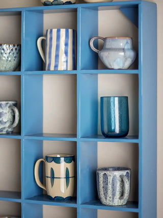 Wandrek hergebruikt hout blauw Bekka 70cm van Bloomingville, aan de achterzijde met afwerking zichtbaar