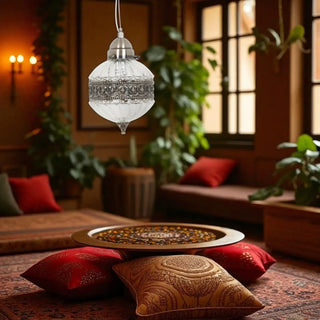 Hanglamp Barros antiek zilver 20cm van D&C, toegepast in een sfeervolle interieursetting