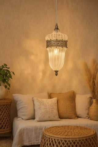 Hanglamp Basto antiek zilver 33cm van D&C, toegepast in een sfeervolle interieursetting