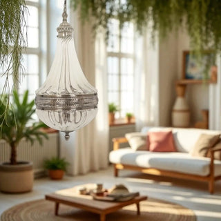 Hanglamp Luso antiek zilver 55cm van D&C, toegepast in een sfeervolle interieursetting