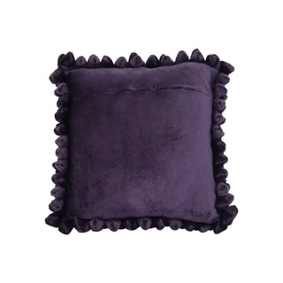 Kussen Pebble Aubergine paars 45x45cm van Haans Lifestyle, aan de achterzijde met details duidelijk zichtbaar