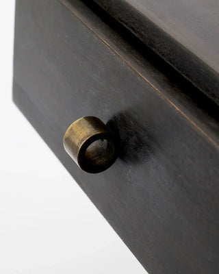 Bedsi zwarte wandtafel mangohout 35cm van House Doctor, recht van voren met vorm en afwerking zichtbaar