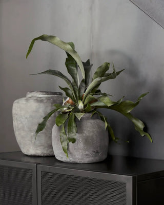 Bloempot Rustik betonlook 19cm van House Doctor, toegepast in een sfeervolle interieursetting